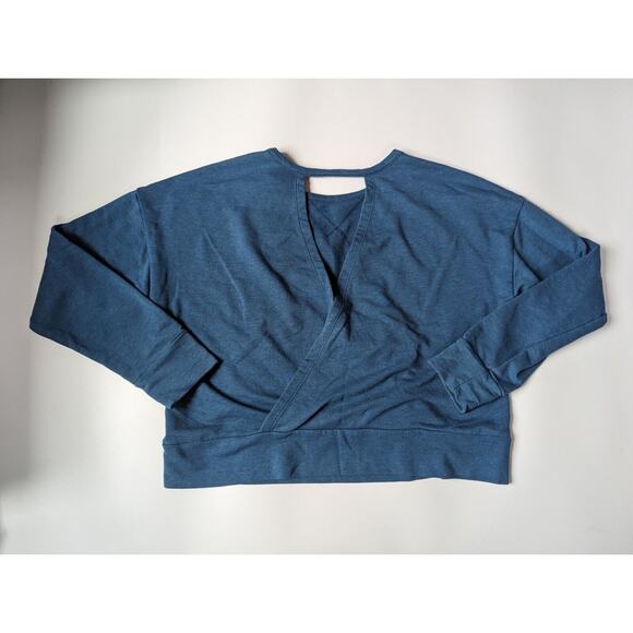 Nike Dri-Fit Woman's Large Blue Crop Open Back Long Sleeve Sweatshirt - Picture 3 of 6